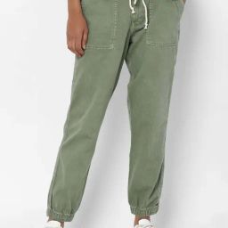 American Eagle Outfitters Green Cotton Mid Rise Joggers-image-83