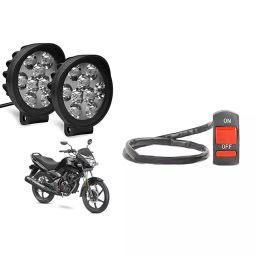 Cartronics 9 Round Cap LED Fog Light With On/Off Switch for Honda CB Unicorn 150 ((Set of 2 Pcs)-3