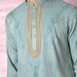 ASUKA Men Yoke Design Regular Thread Work Kurta with Trousers image 4