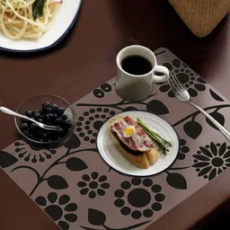 LooMantha Transparent & Black 6 Pieces  Printed Rectangular Table Placemats image 2