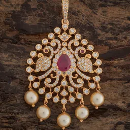 Kushal's Fashion Jewellery Gold-Plated Cubic Zirconia Teardrop Shaped Pendants-image-25