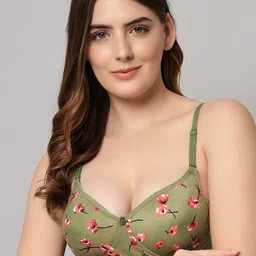 Imsa Moda Floral Cotton Lightly Padded Half Coverage Seamless Super Support Bra-56
