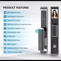 GOLENS Luxury Digital Door Lock with LCD Display Photo Recording & Camera Biometric, X11 image 4