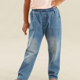 Kookie Kids Full Length Denim Washed Jeans  - Blue-image-83