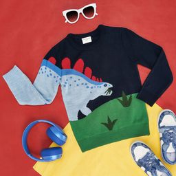 Pantaloons Junior Full Sleeves Dinosaur Detailed Pullover - Navy Blue-image-16