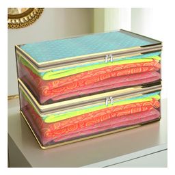 Kuber Industries Lehenga CoverClothes Storage BagWedding Dress BagDress Bags For ClothesTransparent Wardrobe OrganizerZip Closure Gown Cover Pack of 2 - Golden-23