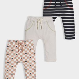 Mi Arcus  100% Cotton Pack Of 3  Solid Striped  & Heart Printed Pajama Set -  Multicolor-image-87