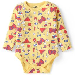 Doodle Poodle Interlock Knit Full Sleeves Onesie With Text Print - Yellow-image-29