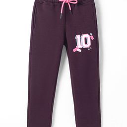 Olio Kids Knit Full Length Text Printed Fleece & Woollen Bottom - Wine-image-73