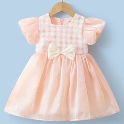 Mark & Mia Puff Sleeves Party Dress with Bow Applique - Pink-image-79