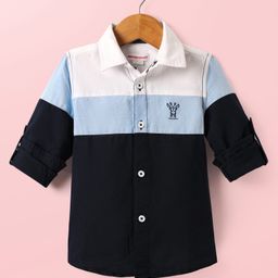 Under Fourteen Only Full Sleeves Cut & Sew Brand Name Printed Shirt - Navy Blue-image-20