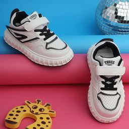 TRUFFLE COLLECTION Velcro Closure Mesh Detailed Sneakers - White & Black-image-26