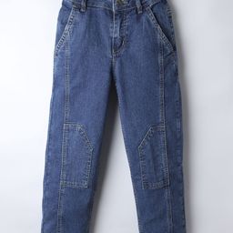 Kookie Kids Denim Woven Full Length Solid Colour Washed Jeans - Blue-image-23
