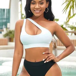 BAESD Curve Asymmetric One Shoulder Bikini Set-image-98
