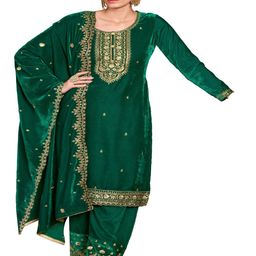 DRAVINAM Floral Embroidered Velvet Unstitched Dress Material-image-82