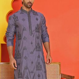 Jompers Men Floral Embroidered Thread Work Kurta-42