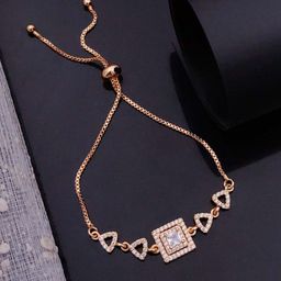 SOLIBELLE Set Of 2 Gold Plated American Diamond Studded Wraparound Bracelets-image-9