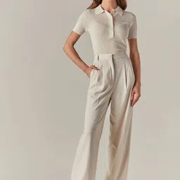 FNOCKS Women Comfort Wide Leg High-Rise Pleated Trousers-picture-2