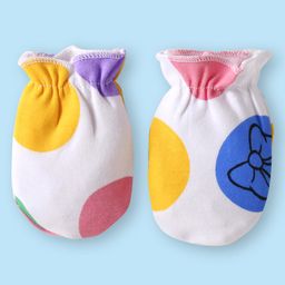 Babyhug Disney Interlock Knit Cap Mittens & Booties Set with Minnie Mouse Graphics White - Diameter 12 cm image 5