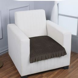 HOKIPO Grey Self Design Holland Velvet 1 Seater Sofa Cover-12