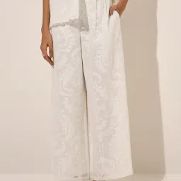 LOV by Westside White Lace-Detailed High-Rise Pants-picture-31