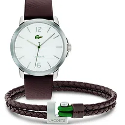 Lacoste Men Leather Analogue Watch & Bracelet Gift Set 2070027-10