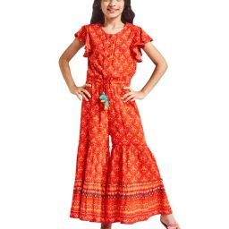 Global Desi Girl Red Printed Jumpsuit-image-82