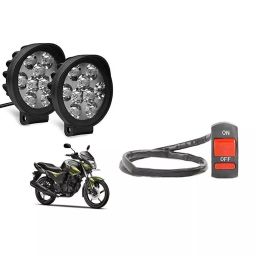 Cartronics 9 Round Cap LED Fog Light With On/Off Switch for Yamaha SZ RR (Set of 2 Pcs)-7