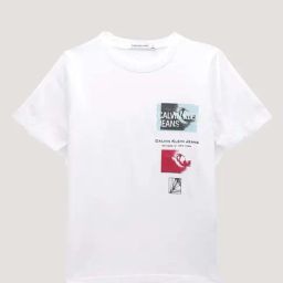 Calvin Klein Boys Bright White Brand Graphic Print T-Shirt-image-24