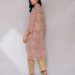 aarke Ritu Kumar Peach Printed High Low Kurta With Camisole image 2
