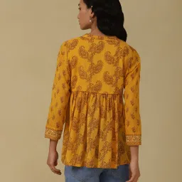 aarke Ritu Kumar Mustard Printed A Line Kurti With Camisole image 2