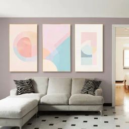 Nestroots Vibrant Gold Frame Abstract Canvas Wall Painting - Set of 3-1