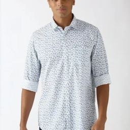 Peter England White Cotton Slim Fit Printed Shirt-picture-42