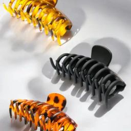 OOMPH Black & Brown Large Hair Claw Clip Pack of 3-image-72