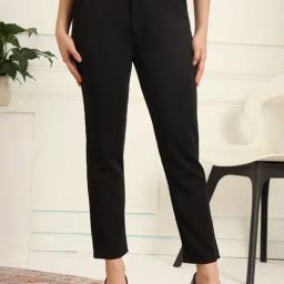 FITHUB Beige Cotton Flaired fit Casual trousers-image-12