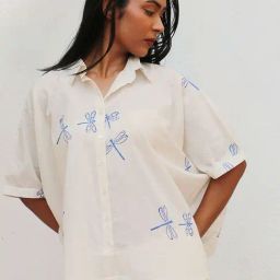 Chidiyaa Bougainvillea Litha Blockprinted Cotton Top-image-17