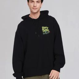 Wrangler Black Cotton Loose Fit Printed Hooded Sweatshirt-image-98