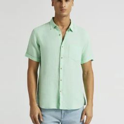 Pepe Jeans Moss Green Linen Regular Fit Shirt-image-18