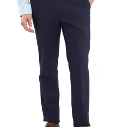 Park Avenue Blue Super Slim Fit Checks Trousers-image-75