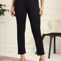 FITHUB Bottle Green Cotton Flaired fit Casual trousers-picture-10
