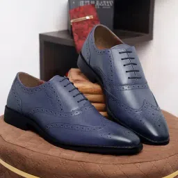 Louis Stitch Men's Federal Blue Brogue Shoes-picture-27
