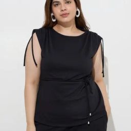 Gia by Westside Black Solid Top-picture-30