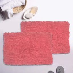 BIANCA Super-Soft Shaggy Floor Rug With Non-Slip Back -2pc Medium (yakuza) solid-coral-image-22
