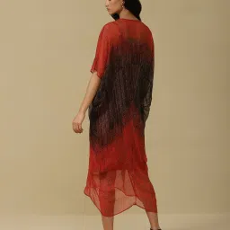aarke Ritu Kumar Red Printed Kaftan A Line Dress With Camisole image 2