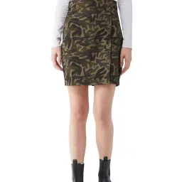 Miss Chase Olive Printed Pencil Skirt-image-59