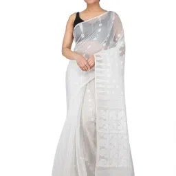 Pinkloom White Woven Jamdani Saree-picture-12