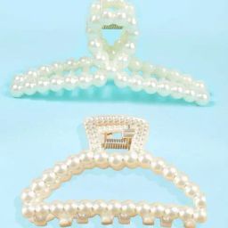 OOMPH White Pearls Geometric Shape Large Hair Claw Clip Pack of 2-image-22