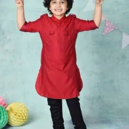 Fabindia Kids Pink Self Pattern Kurta-image-29