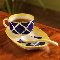 ExclusiveLane 'Soup with a view' Handpainted Soup Bowl With Spoon and Tray In Ceramic-8
