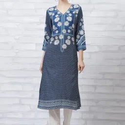 Rangriti Blue Printed Straight Kurta-picture-15